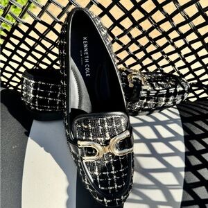 Kenneth Cole Tweed Black and White Loafers